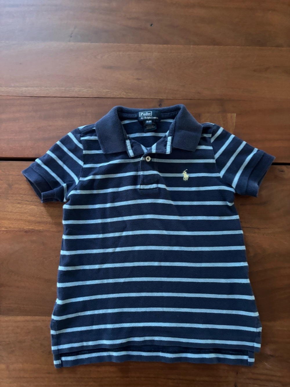Polo by Ralph Lauren Boys Navy & Light Blue Stripe Polo Shirt 3t